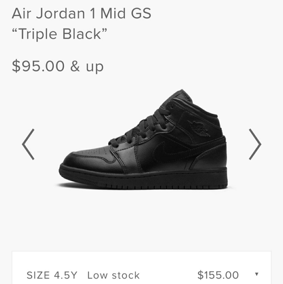 Air Jordan 1 mids Triple black GS - Picture 6 of 6
